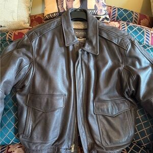 Wilsons Leather Men’s Dark Brown Leather Bomber Jacket